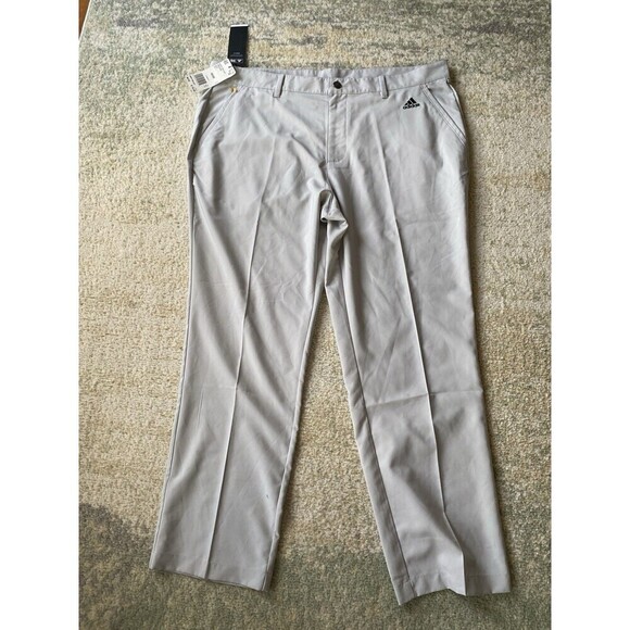 NWT Adidas 3 Stripe Gray Three Stripe Golf Pants Size 40x30 Pleated Pressed - Picture 1 of 9
